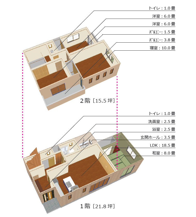 plan C 延床面積:37.3坪　バルコニー:1.8坪